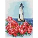 Алмазна мозаїка Ideyka Маяк з півоніями Анна Кулик на підрамнику 30х40 см (AMO7552)