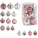 Набір новорічних прикрас 36 куль для ялинки, рожевого та сріблястого кольору (161596)