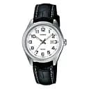 Класичні жіночі кварцові наручні годинники Casio оригінал Collection LTP-1302PL-7BVEF з шкіряним ремінцем