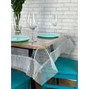 Скатертина силіконова з білою перлинною стрічкою 380х160 см