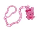 Ланцюжок для пустушки Lindo Зайка з кліпсою, рожевий (Pk 217 роз)