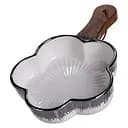 Тарелка фарфоровая глубокая с ручкой Цветок 24×16×4 (см) сервировочное блюдо с ручкой для подачи тарелка сковорода Серебро Yiwu ZJH-13-3