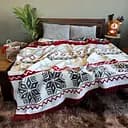 Плед покривало Bridge двосторонній Євро Орнамент зимовий 200х220 Бавовна Білий