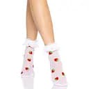 Носки женские с клубничным принтом Leg Avenue Strawberry ruffle top anklets One Size, кружевные м