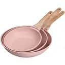 Набор сковородок универсальных MGC алюминиевых с антипригарным покрытием 1,2/2/3 л, розовый MGC HP-4-410P