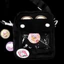 Детская сумка кросс-боди со значками в корейском стиле 20х16х7 см черная (25-573)