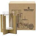 Подсвечник стеклянный Стеклоприбор на деревянной подставке 9.5 см орех (300559)