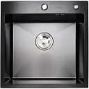 Кухонна мийка Platinum Handmade PVD з нержавіючої сталі 3 мм квадратна 50x50x22 см чорна (000032261)