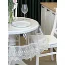 Силиконовая скатерть с бело-кофейным кружевом Петек 15см 180х160 см