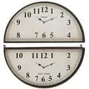 Настінні годинники J-line круглі в чорному металевому корпусі з двох половинок для різних часових поясів 74 см (65637)