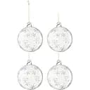 Елочные стеклянные шары J-line прозрачные со снежинками 10 см 4 шт. (37319)