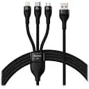Кабель Baseus Flash Series II One-for-three Fast Charging Data Cable USB to M + L + C 100W 1.2 м Чорний