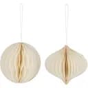 Елочные украшения J-line  шарик+юла из переработанной бумаги кремового цвета 2 шт. (39557)