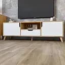 Тумба під телевізор з ніжками в кольорі Горіх світлий М-ЗОН Борн 1600 Дуб Артизан/Німфея Альба (білий) (MZN-031081)