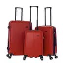 Набор чемоданов 3в1 пластик с кодовым замком и телескопической ручкой красный (522)