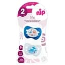 Пустышка Nip Чудесная жизнь № 2, силиконовая, 5-18 мес., 2 шт., синий с белым (31302)