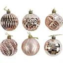 Набір новорічних прикрас 36 іграшок на ялинку різних текстур, рожевого кольору (161576)