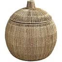 Корзина для хранения J-line круглая с крышкой из джутовой веревки с металлическим каркасом 41 см (1603)