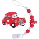 Прорезыватель для зубов Bambi Машинка WD210715 с силиконовыми бусами красный