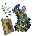 Пазл деревянный Цветной Павлин, А4, Картонная коробка 100 элементов