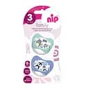 Пустышка Nip Моя семья № 3 Медведь и пингвин, силиконовая, 16-32 мес., 2 шт., мятный с синим (31005)