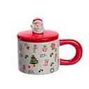 Новорічна порцелянова чашка з кришкою Merry Christmas для чаю та кави 350 мл Yiwu CR-1-20
