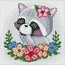 Алмазна мозаїка без підрамника Квітковий єнот AMC7729, 30х30см