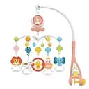 Детский мобиль на кроватку Huanger HE0312, 12 мелодий, погремушки, прорезыватели, подсветка, ночник розовый