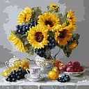 Набор для рисования по номерам "Соняшники з виноградом" Ideyka 40х40 см КНО3329