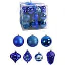 Набір новорічних прикрас 30 іграшок на ялинку з малюнками та глітером, синього кольору (160817)