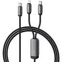 Кабель двойной с быстрой зарядкой Toocki PD100W Type C to Type C/Lightning 1.2 м серый (14215)