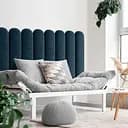 Стінова панель, з закругленим краєм, оксамитове узголів'я ліжка, синя 30*80*4 см