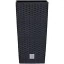 Горщик для квiтiв Prosperplast Rato квадратний високий, з вкладишем 2 в 1, 200 мм, антрацит (78962-433)