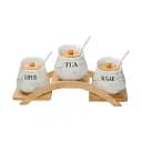 Набор баночек для сыпучих продуктов Yiwu HP-1214 3 шт по 500 мл на подставке белый