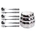 Набір десертних вилок та ложок Yiwu з порцеляновою підставкою сріблястий HP-20-61