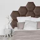 Стінова панель, шестикутник сота, оксамитове узголів'я ліжка, коричнева 35*40*4 см