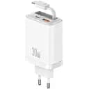 МЗП Usams US-CC296 GaN With Retractable Type-C Cable Xiang Ser. 30W (1USB-A/1C) White