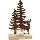 Свічник J-line новорічний з оленями та ялинками на 1 свічку (47227)