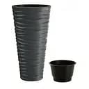 Горшок для цветов Prosperplast Sand высокий, с вкладышем 2 в 1, 400 мм, антрацит (79621-433)