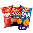 Набір: чипси Lays Max Strong Чилі та лайм картопляні 95 г + чипси Lays Max Deep-cut Сальса Рифлені картопляні 95 г + чипси Lays Max Рифлені Сметана та цибуля картопляні 95 г