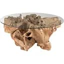 Кавовий столик J-line на великому масиві дерева ручної роботи D-100 см (20978)