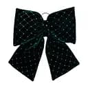 Бархатный бант для декора Yiwu со стразами и узором на елку 35×45 (см) Зеленый CR-2-19