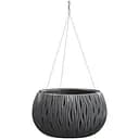 Горщик для квiтiв Prosperplast Sandy Bowl WS круглий з вкладишем підвісний, 290 мм, антрацит (23100-433)