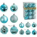 Набір новорічних прикрас 48 кульок для ялинки з блискітками, блакитного кольору (160797)