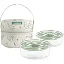 Набір контейнерів Miniland Pack-2-Go Nature Square Chip із термосумкою, 3 предмети, зелений (89267)