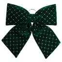 Бархатный бант для декора Yiwu со стразами и узором на елку 45×50 (см) Зеленый CR-2-18