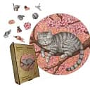 Деревянный фигурный пазл Медитация на Сакуре, А3, Картонная коробка 200 элементов