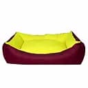 Диван для тварин Milord Dondurma прямокутний з бортиками розмір M бордовий з лимонним (VR05//2308)