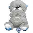 Мягкая игрушка для сна Спящая выдра с музыкой, светом, имитацией дыхания 30 см серая