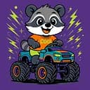 Картина за номерами для дітей "Єнот на машині" Ideyka 25х25 см КНО1311